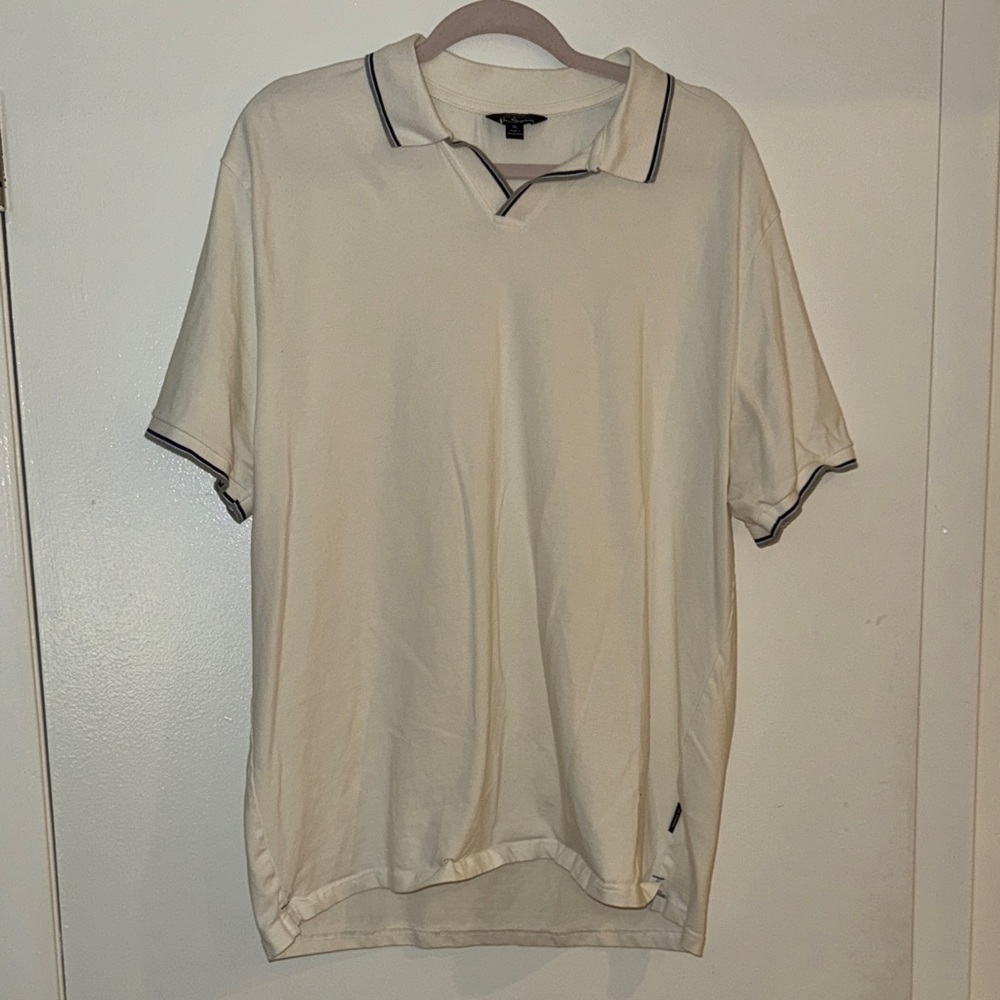Ben Sherman Cream Polo Shirt with Navy and Gray Trim